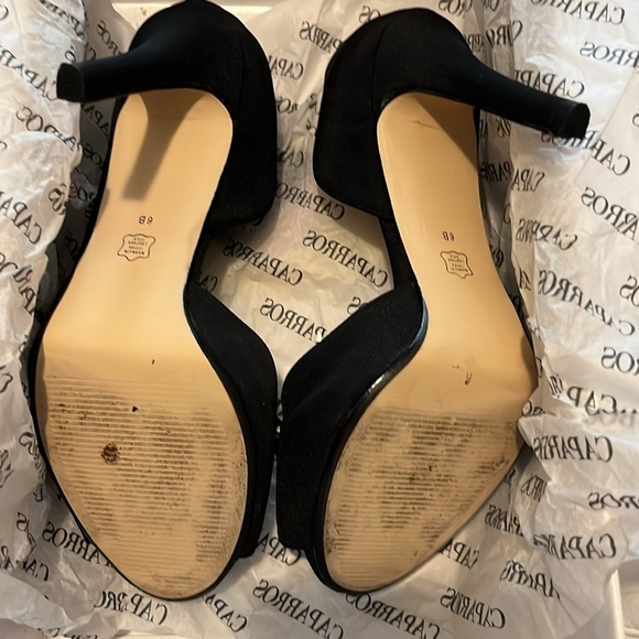 EUC Black grosgrain size 6 4 inch heels with hematite colored crystal on toe box - Picture 4 of 5